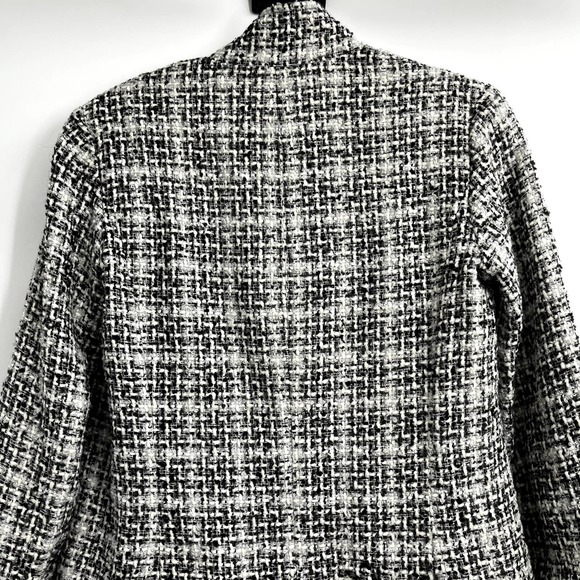 Chico's Tweed Blazer Gray White Black Textured Jacket Wool Blend Size Small - Picture 5 of 13
